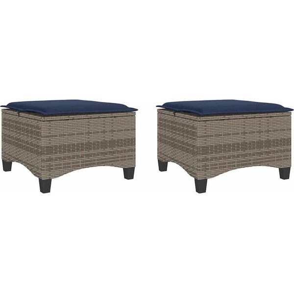 Syfax™ Sgabelli Giardino Con Cuscini 2 Pz Grigio 55X55X36Cm Polyrattan-image