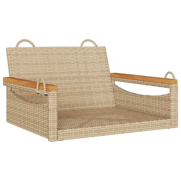 Syfax™ Panchina A Dondolo Beige 63X62X40 Cm In Polyrattan-image