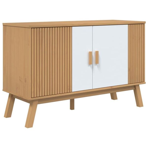 Syfax™ Credenza Olden Bianca E Marrone 114X43X73,5 Cm Massello Di Pino-image