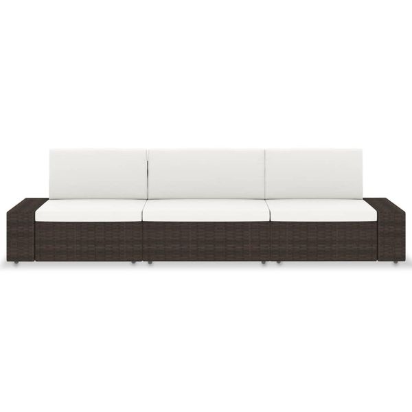 Syfax™ Divano Modulare A 3 Posti In Polyrattan Marrone-image
