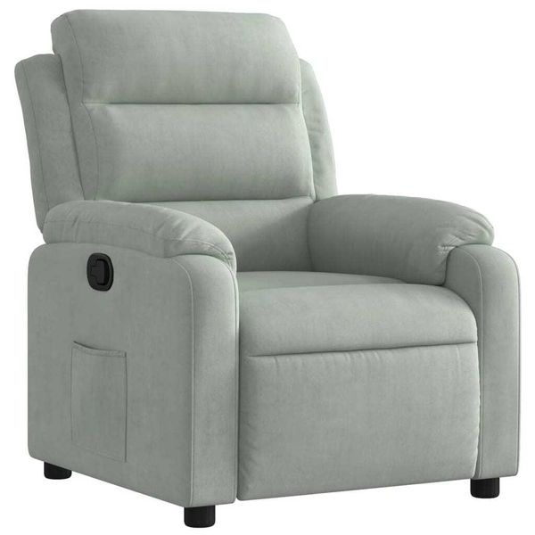Syfax™ Poltrona Reclinabile Grigio Chiaro In Velluto-image