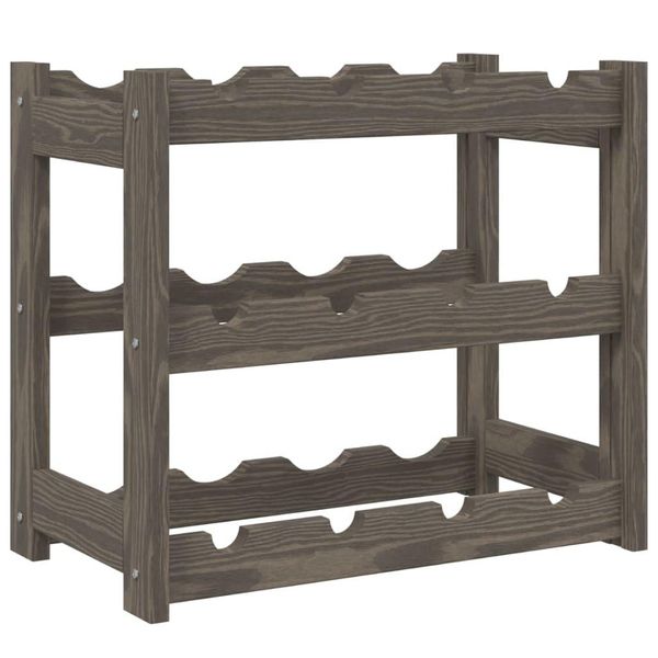 Syfax™ Portabottiglie Per 12 Bottiglie Grigio Legno Massello Di Pino-image