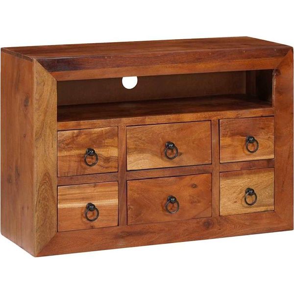 Syfax™ Credenza Marrone 80 X 30 X 55 Cm Legno Di Acacia Massello-image