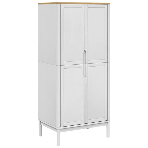Syfax™ Armadio Floro Bianco 77X53X171 Cm In Legno Massello Di Pino-image