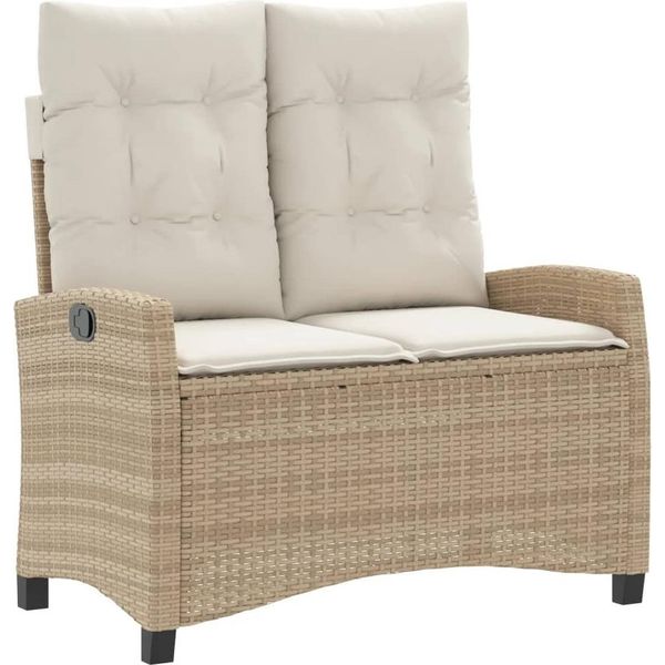 Syfax™ Panca Reclinabile Da Giardino Con Cuscini Beige In Polyrattan-image