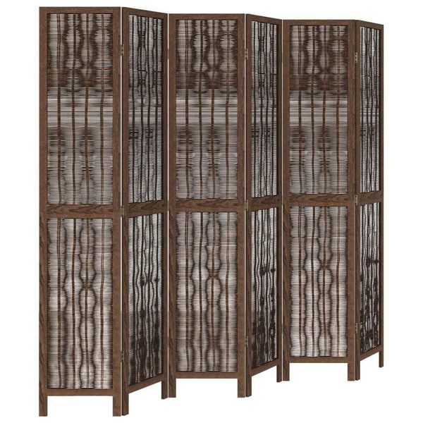 Syfax™ Divisorio Ambienti 6 Pannelli Marrone Scuro Massello Paulownia-image