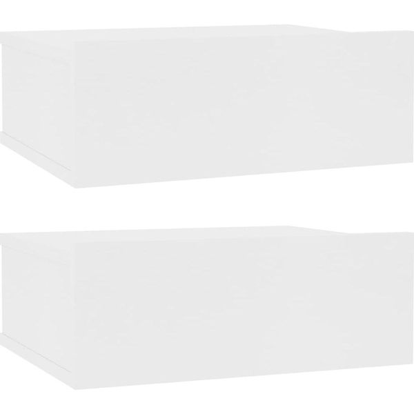 Syfax™ Comodini Pensili 2Pz Bianchi 40X30X15 Cm In Legno Multistrato-image