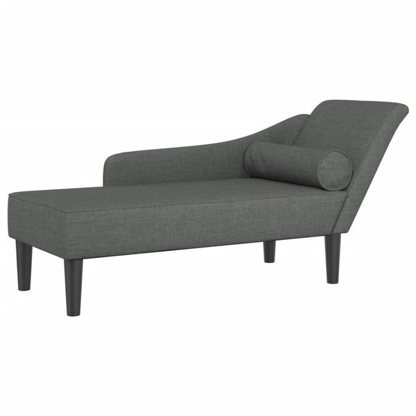 Syfax™ Chaise Longue Con Cuscini Grigio Scuro In Tessuto-image