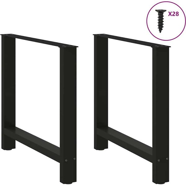 Syfax™ Gambe Per Tavolo Da Pranzo Nere 2 Pz 80X(72-73) Cm In Acciaio-image