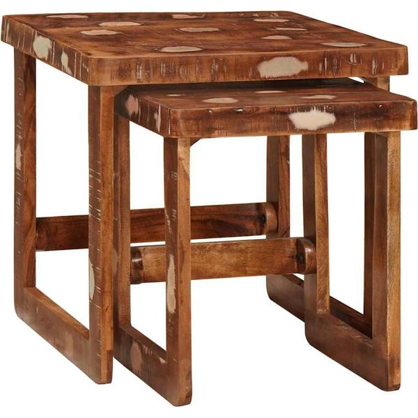 Syfax™ Tavoli Da Annidamento 2 Pcs Marrone Legno Recuperato Massello-image