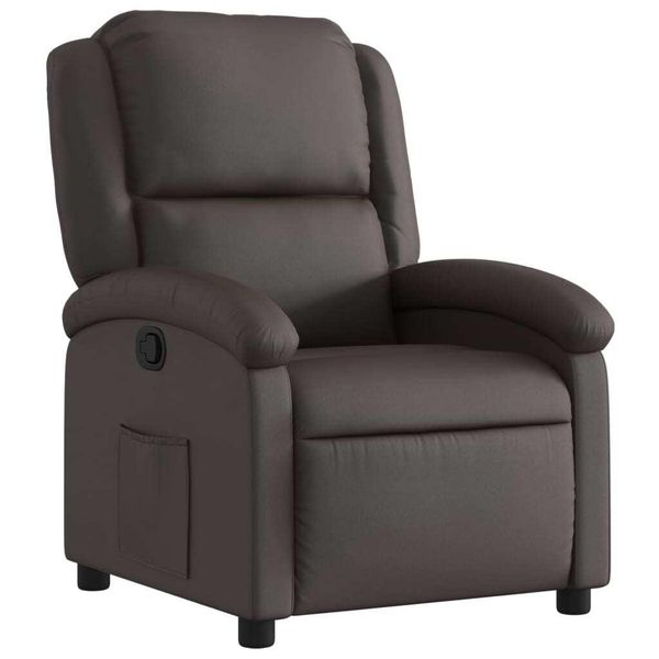 Syfax™ Poltrona Reclinabile Marrone Scuro In Vera Pelle-image