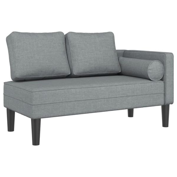 Syfax™ Chaise Longue Con Cuscini Grigio Chiaro In Tessuto-image