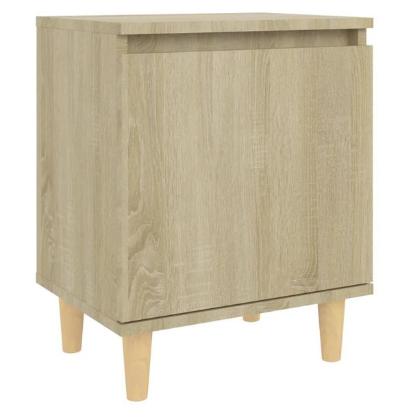 Syfax™ Comodino Con Gambe In Legno Massello Rovere Sonoma 40X35X50Cm-image