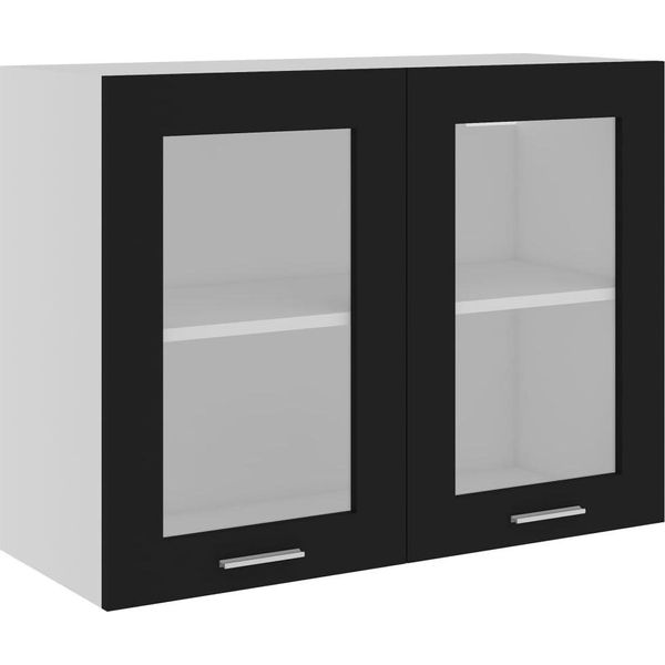 Syfax™ Mobile Pensile Con Vetro “Lyon” Nero 80X31X60 Cm-image