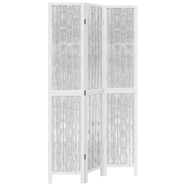 Syfax™ Divisorio Ambienti 3Pannelli Bianco Legno Massello Di Paulownia-image