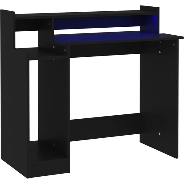 Syfax™ Scrivania Con Luci Led Nera 97X45X90 Cm In Legno Multistrato-image