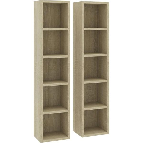 Syfax™ Mobili Porta Cd 2Pz Rovere Sonoma 21X16X93,5 Legno Multistrato-image