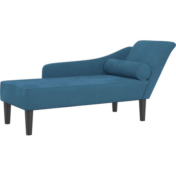 Syfax™ Chaise Longue Con Cuscini Blu In Velluto-image