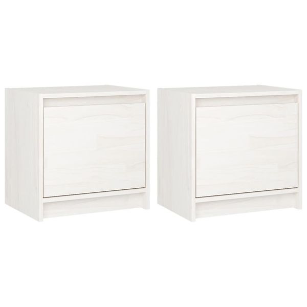 Syfax™ Comodini 2 Pz Bianchi 40X30,5X40 Cm In Legno Massello Di Pino-image