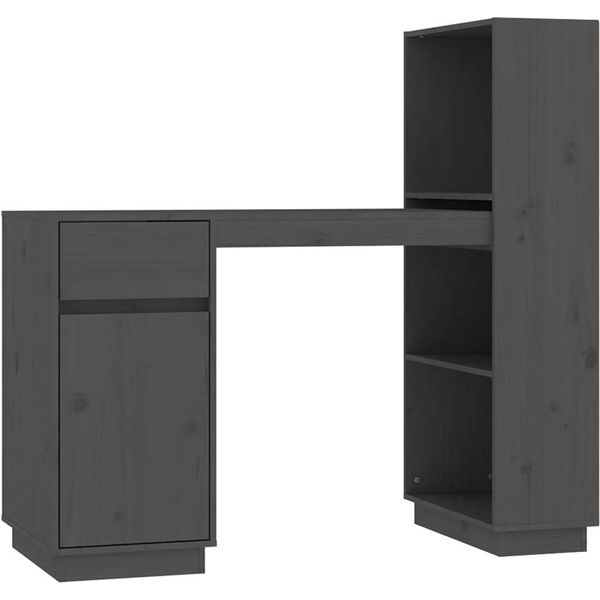 Syfax™ Scrivania Grigia 110X53X117 Cm In Legno Massello Di Pino-image