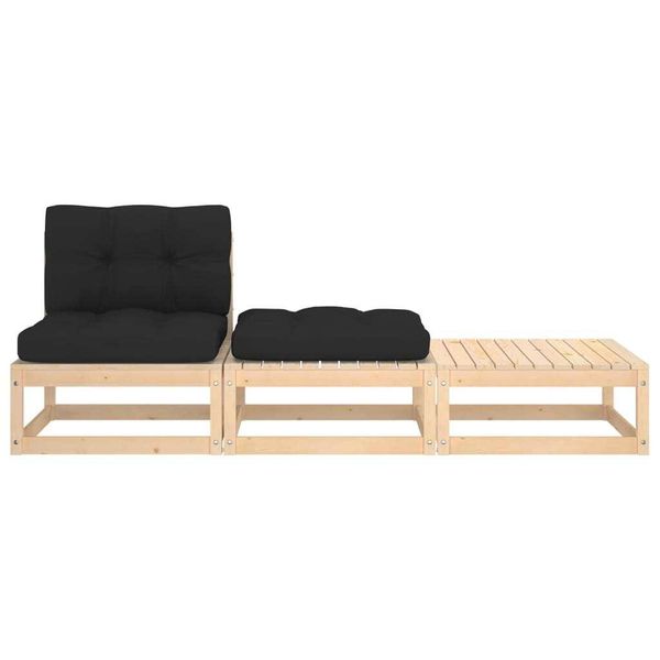 Syfax™ Set Divani Da Giardino 3 Pz Con Cuscini Legno Massello Pino-image