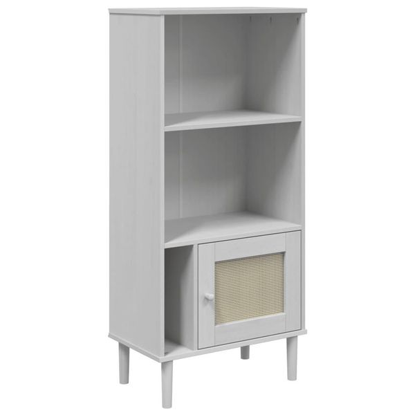 Syfax™ Credenza Senja Aspetto Rattan Bianco 60X35X130 Cm Massello Pino-image