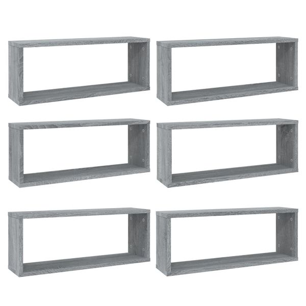 Syfax™ Mensole Cubo Muro 6 Pz Grigio Sonoma 60X15X23 Cm In Multistrato-image