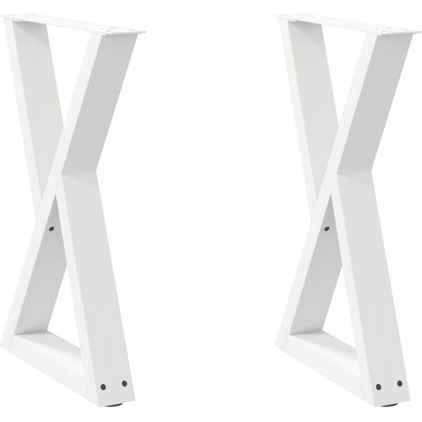 Syfax™ Gambe Per Tavolo Da Pranzo 2 Pz Bianche 60X(72-73,3) Cm In Acciaio-image