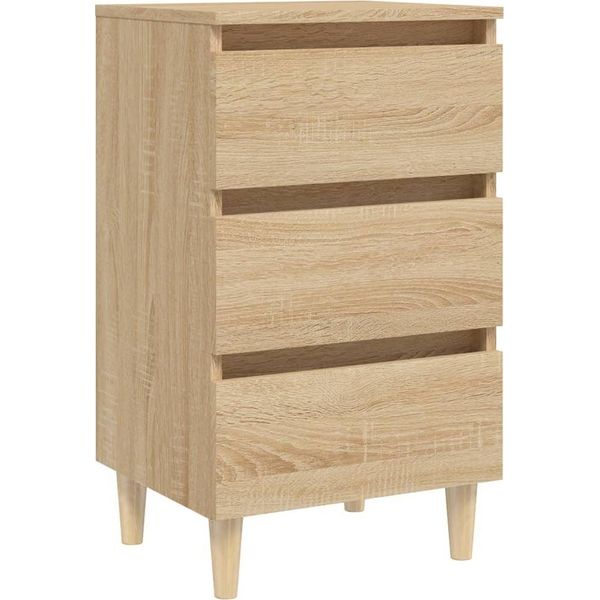 Syfax™ Comodino Con Gambe In Legno Massello Rovere Sonoma 40X35X69 Cm-image