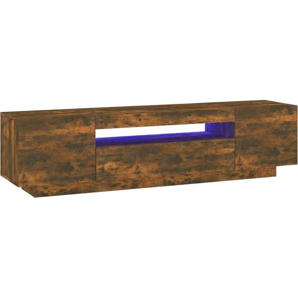 Syfax™ Mobile Porta Tv Con Luci Led Rovere Fumo 160X35X40 Cm-image
