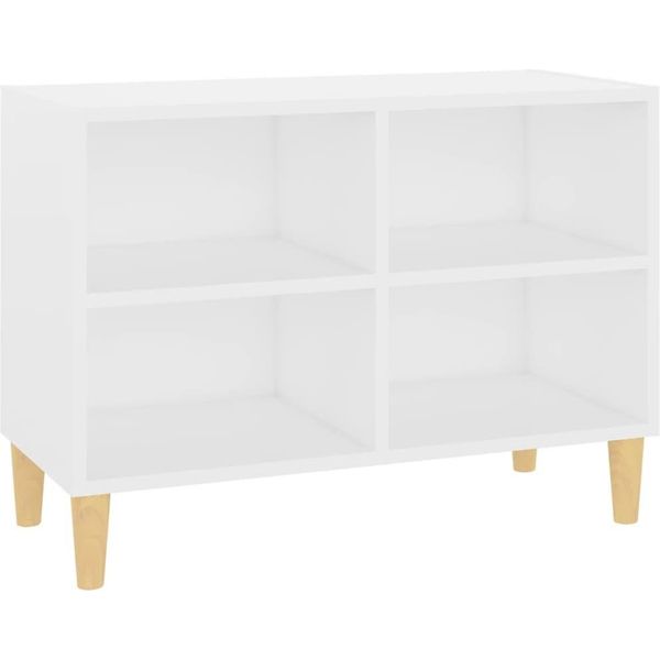 Syfax™ Mobile Tv Con Gambe In Legno Massello Bianco 69,5X30X50 Cm-image
