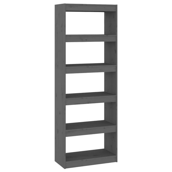 Syfax™ Libreria/Divisorio Grigio 60X30X167,5 Cm In Massello Di Pino-image