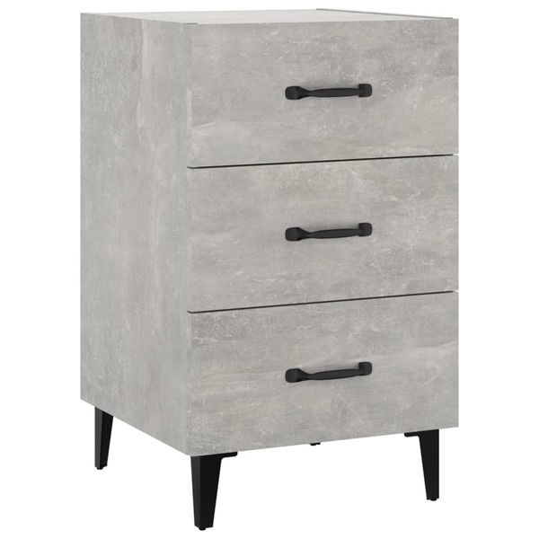 Syfax™ Comodino Grigio Cemento 40X40X66 Cm In Legno Multistrato-image