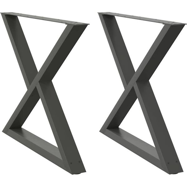 Syfax™ Gambe Per Tavolo Da Pranzo 2 Pz Antracite 90X(72-73,3) Cm Acciaio-image
