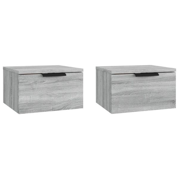 Syfax™ Comodini A Muro 2 Pz Grigio Sonoma 34X30X20 Cm-image
