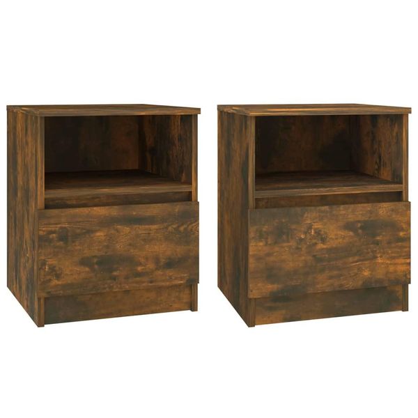Syfax™ Comodini 2 Pz Rovere Fumo 40X40X50 Cm In Legno Multistrato-image