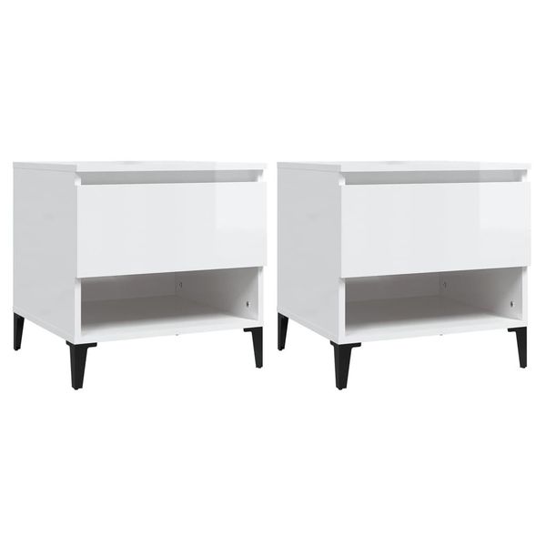 Syfax™ Tavolini 2Pz Bianco Lucido 50X46X50 Cm In Legno Multistrato-image