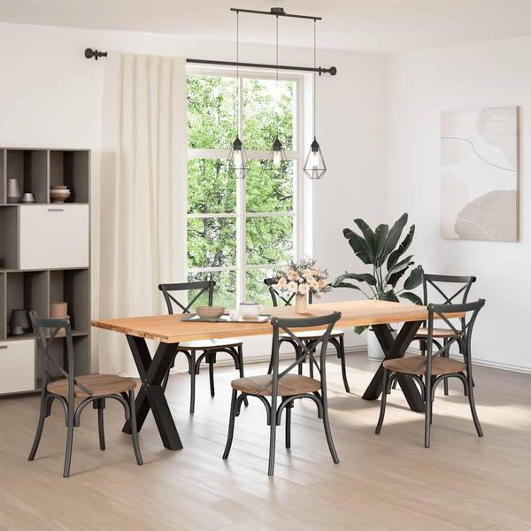 Syfax™ Gambe Per Tavolo Da Pranzo A Forma Di X 2 Pz Nere 70X(72-73) Cm In Acciaio-image
