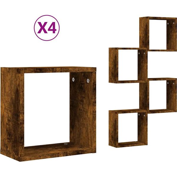 Syfax™ Mensole A Cubo 4 Pz Rovere Fumo 30X15X30 Cm-image