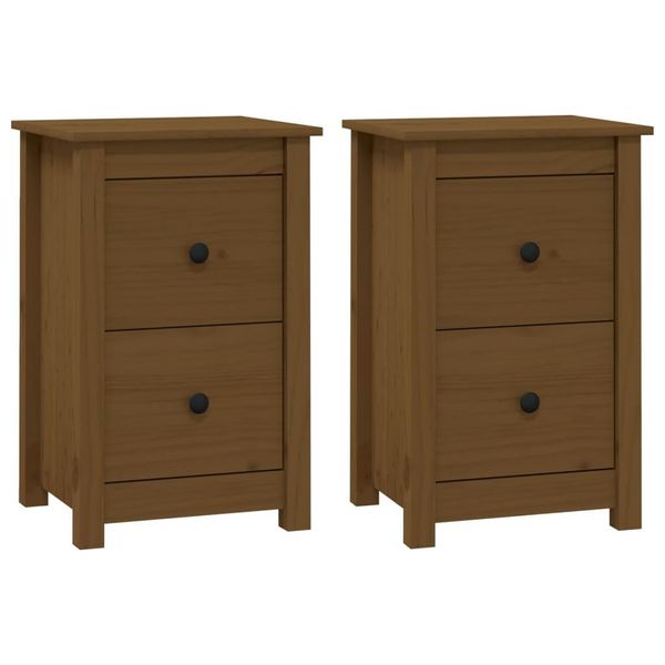 Syfax™ Comodini 2 Pz Ambra 40X35X61,5 Cm In Legno Massello Di Pino-image