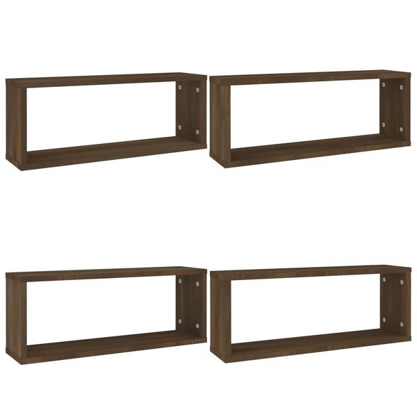 Syfax™ Mensole Cubo Muro 4Pz Rovere Marrone 60X15X23 Cm In Multistrato-image