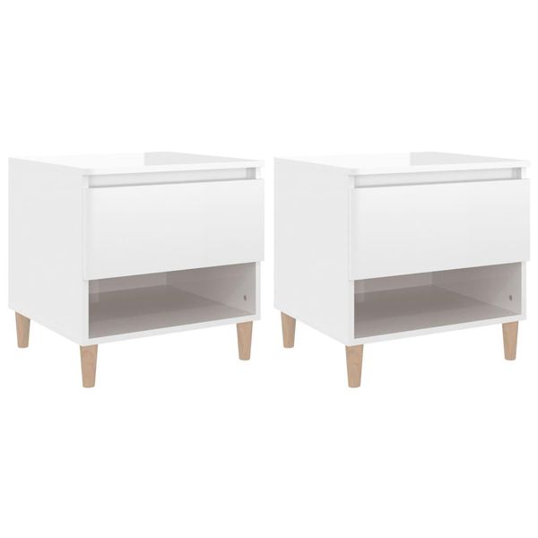 Syfax™ Comodini 2 Pz Bianco Lucido 50X46X50 Cm In Legno Multistrato-image