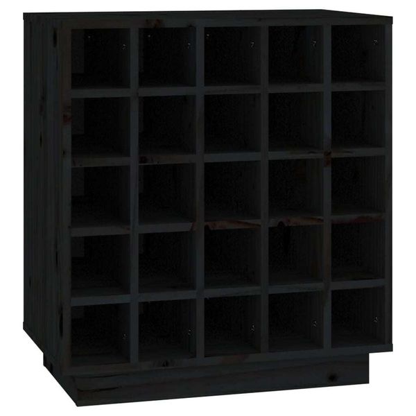 Syfax™ Portabottiglie Nero 55,5X34X61 Cm In Legno Massello Di Pino-image