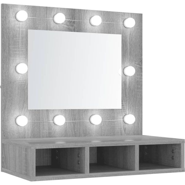 Syfax™ Mobile A Specchio Con Led Grigio Sonoma 60X31,5X62 Cm-image