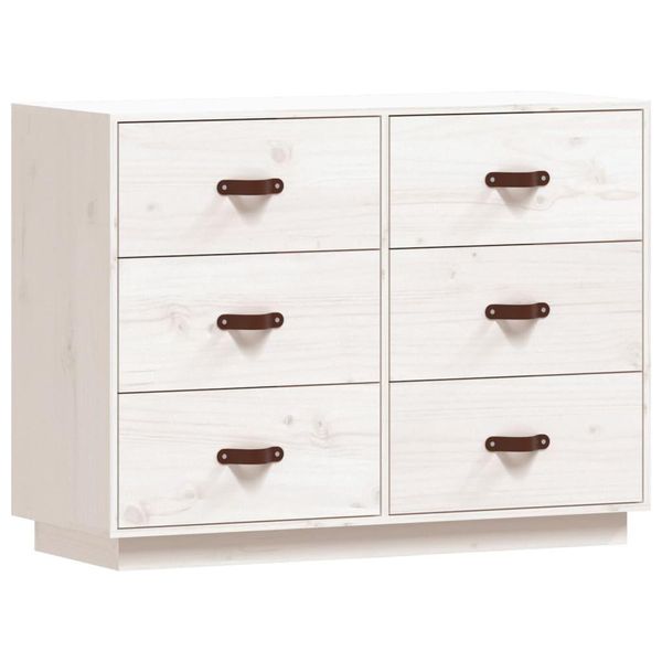 Syfax™ Credenza Bianca 100X40X75 Cm In Legno Massello Di Pino-image