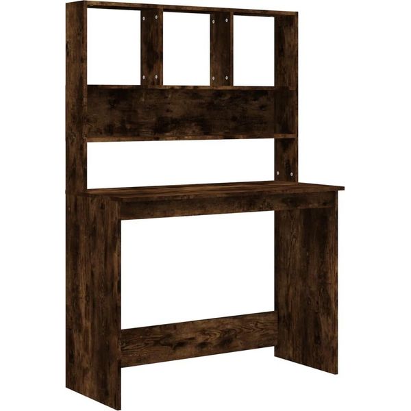 Syfax™ Scrivania Mensole Rovere Fumo 102X45X148 Cm Legno Multistrato-image