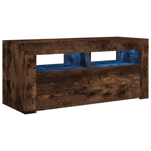 Syfax™ Mobile Porta Tv Con Luci Led Rovere Fumo 90X35X40 Cm-image