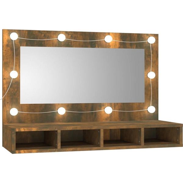Syfax™ Mobile A Specchio Con Led Rovere Fumo 90X31,5X62 Cm-image