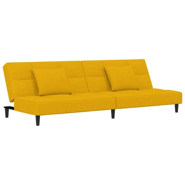 Syfax™ Divano Letto A 2 Posti Con 2 Cuscini Giallo In Velluto-image