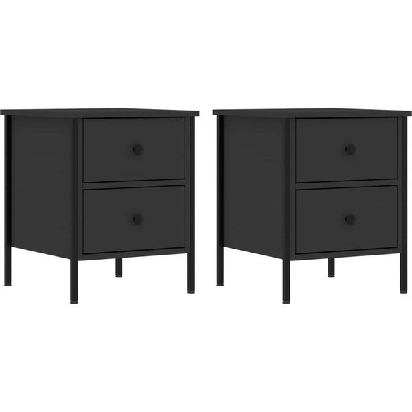 Syfax™ Comodini 2 Pz Neri 40X42X50 Cm In Legno Multistrato-image
